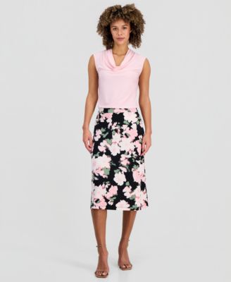 Women's Printed Pull-On Midi Skirt