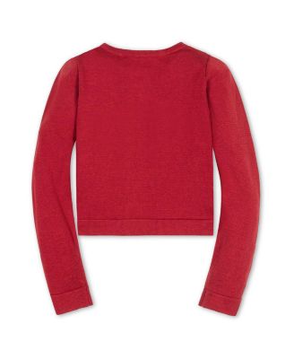 Girls Organic Bow Intarsia Sweater Cardigan