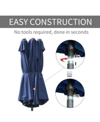 15' Backyard Double-Sided Steel Fabric Market Garden Umbrella