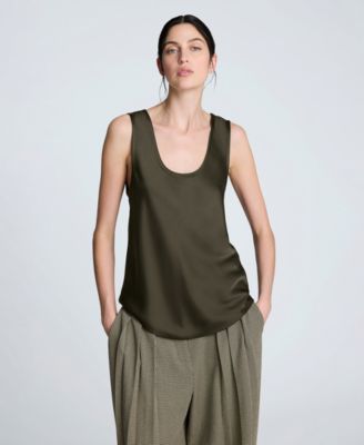 Women's Satin Scoop Neck Sleeveless Tank Top