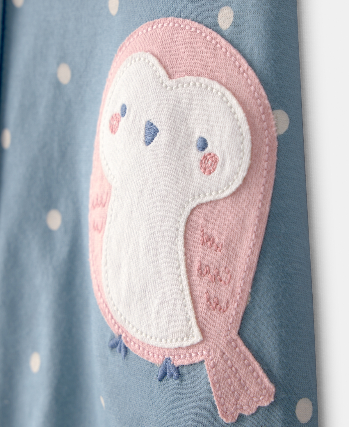 Carter's Baby Girls All-over Dots Printed And Owl Graphic Snap-up Romper In Blue