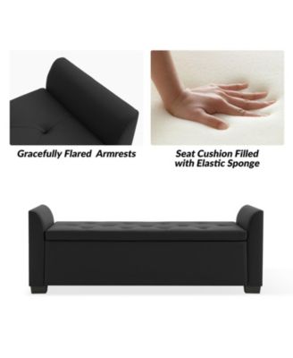 Monica 57.75 PU "Wide Tufted Storage Bench with Flared Arms