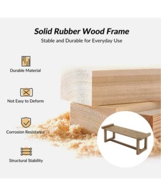 Irene Contemporary Solid Wood Dining Bench with Linen Upholstered