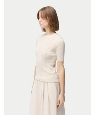 Women's Ajour-Knit Cashmere Silk Top