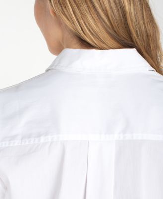 Women's Adjustable Long-Sleeve Button Front Woven Top