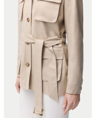 Women's Belted Cashmere Safari Jacket Taupe