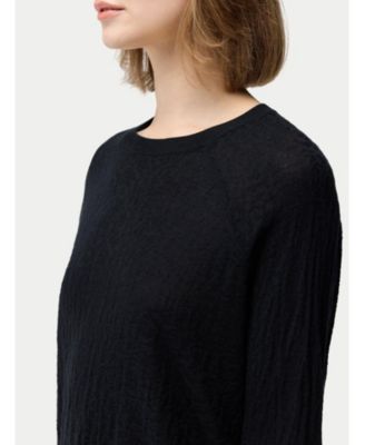 Women's Silk Cashmere Textured Sweater Black