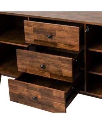 Crrillus Mid-century 58'' Wide 3 Drawer Sideboard with Slatted Doors