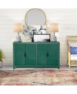 59" Green Accent Storage Cabinet with 4 Doors