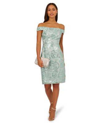 Women's Off-The-Shoulder Sequin Sheath Dress