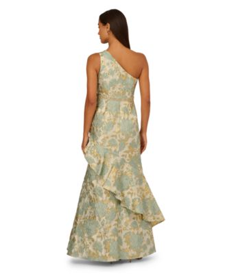 Women's Metallic Jacquard One-Shoulder Dress