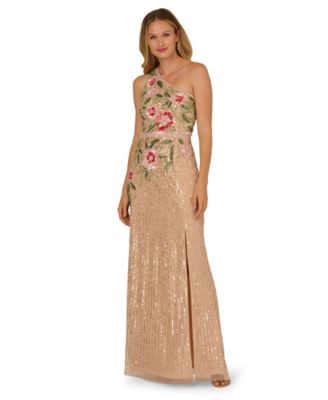 Adrianna Papell - Women's Beaded Mermaid One Shoulder Maxi Dress