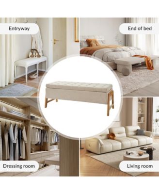 Mid-century Modern Lydia Storage Bench with Solid Wood Legs