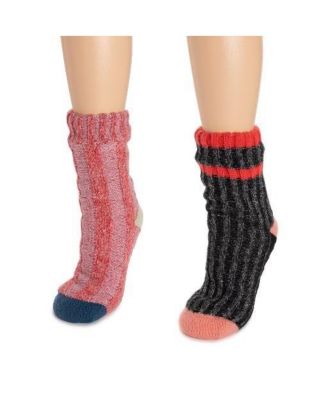 Women's Color Blocked Sweater Cabin Socks 2 Pair Pack