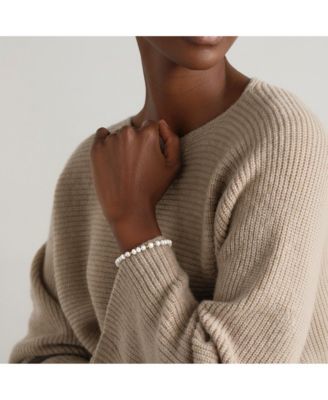 Freshwater Pearl (6-7mm) Bracelet with Stainless Steel Beads in Gold