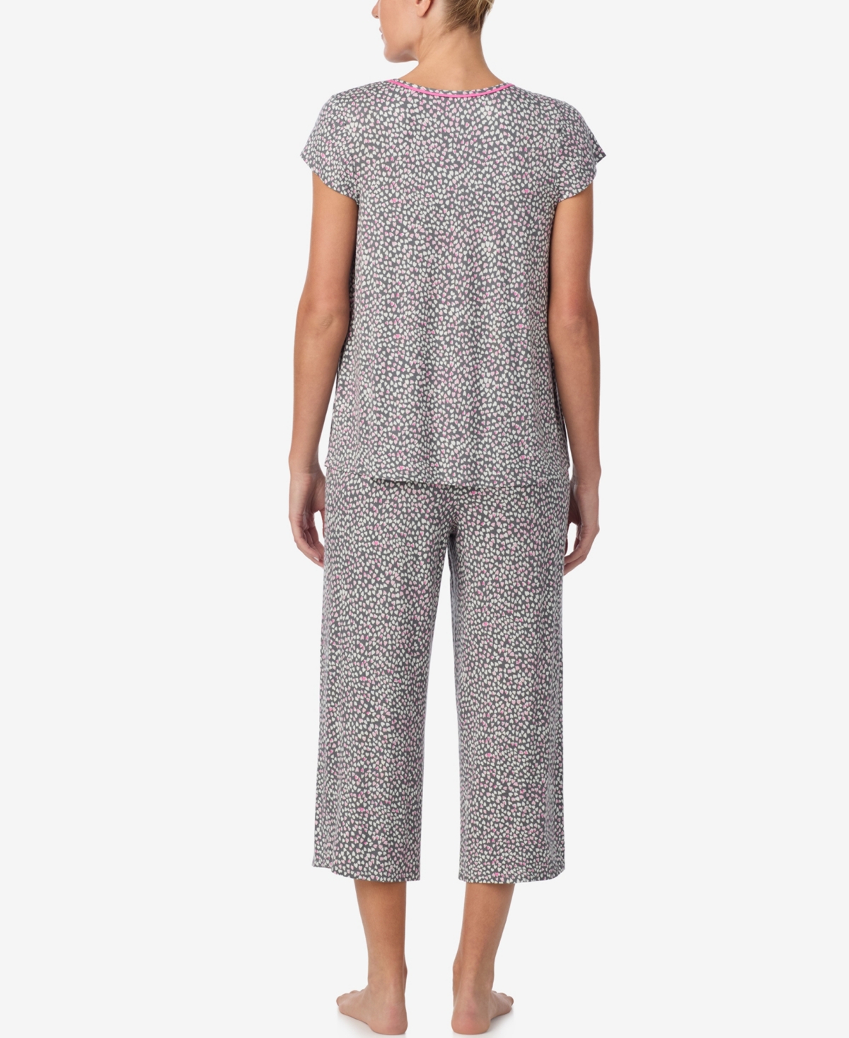 Ellen Tracy Women's Cap-sleeve Top And Cropped Pajama Pants, 2-piece Set In Gray