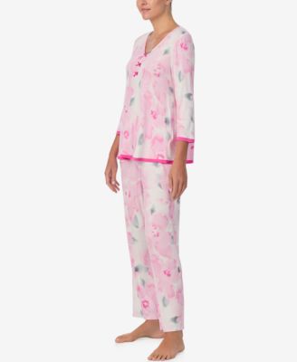 Women's V-Neck Top and Ankle Pajama Pants, 2-Piece Set