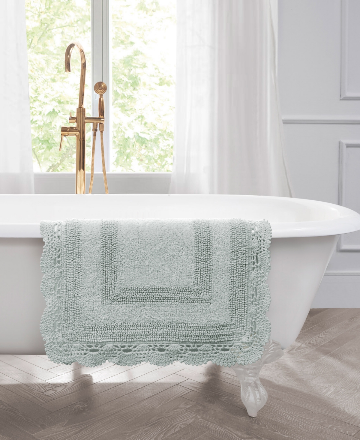 Laura Ashley Crochet Reversible Cotton Bath Rug