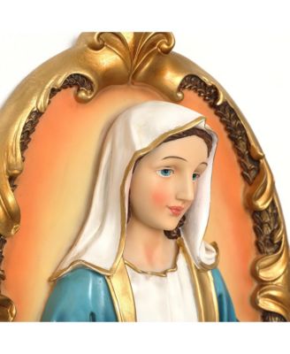 Blessed Virgin Mary Wall Plaque, Oval Religious Decor for Home & Prayer Space