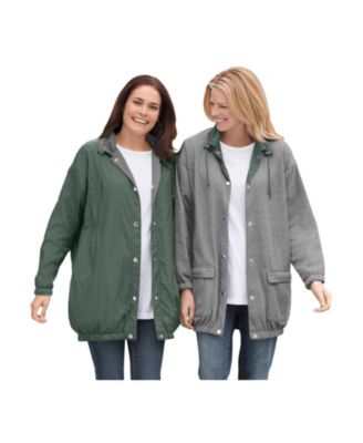 Plus Size Fleece Nylon Reversible Jacket