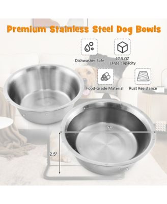 Dog Bowl Stand With 2 Stainless Steel Food Water Bowls