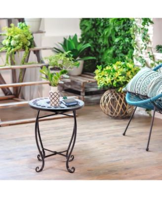 Outdoor Indoor Steel Accent Plant Stand Cobalt Table