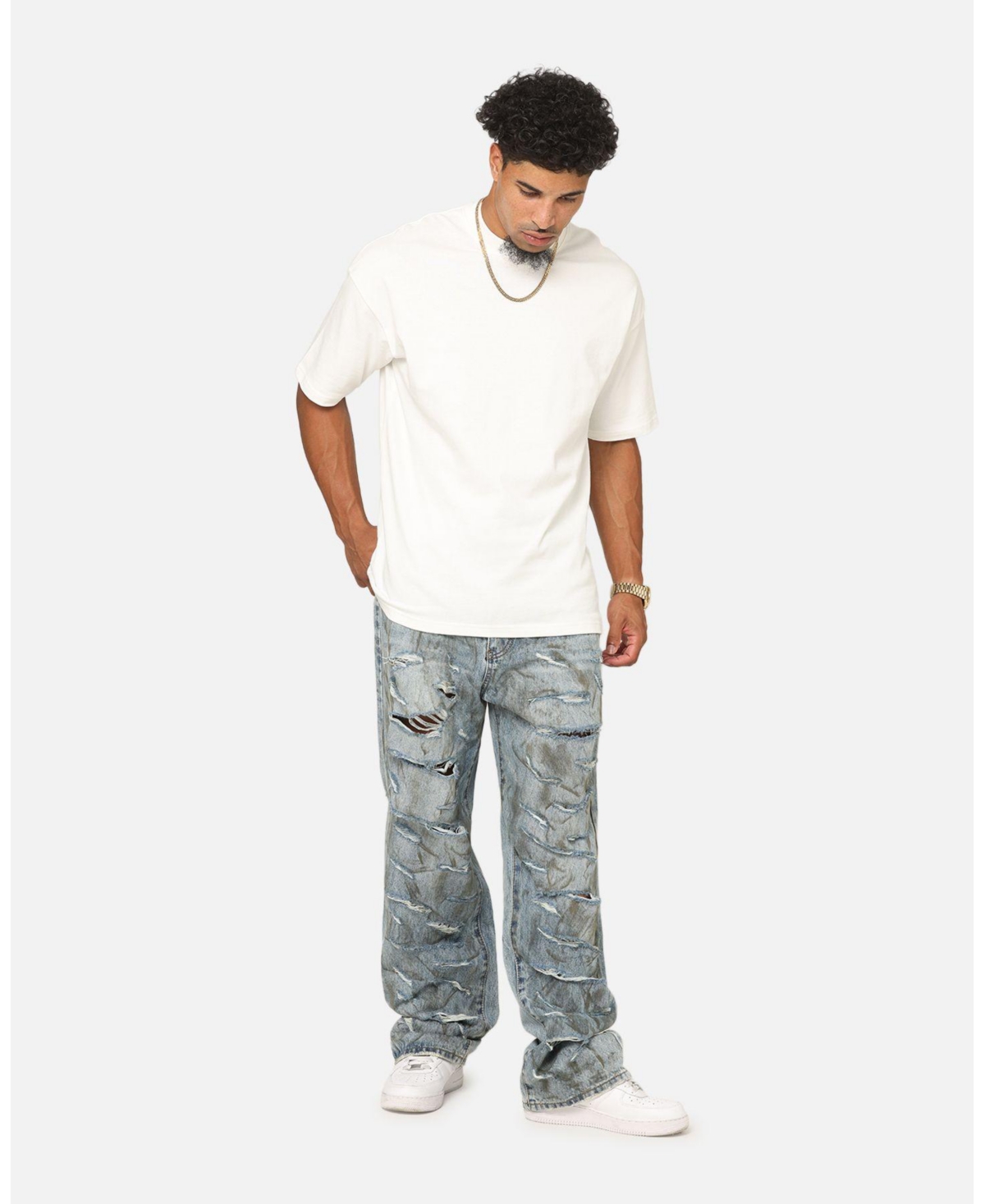 Loiter Men's Ultra Baggy Thrashed Denim