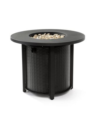 32" Propane Gas Fire Pit Table, 50000 BTU Round Steel Fire Pit for Outside Patio Deck Garden Courtyard-Black