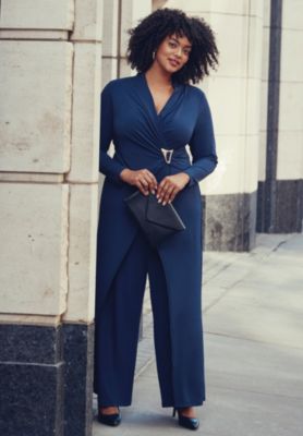 Women's Plus Size Glamour Wrap Front Jumpsuit