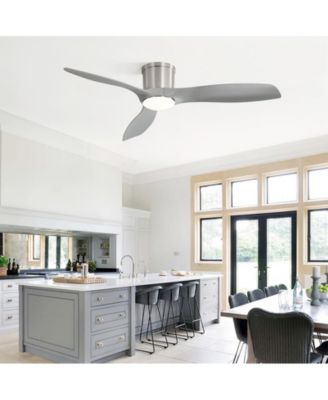 52-inch Modern Sand Nickel 3-Blade Flush Mount with Led Lights and Remote Control