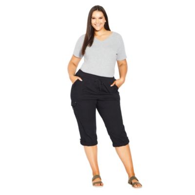 black dress capris plus size Plus Size Medium Control Shaping Capri, Black, 1X