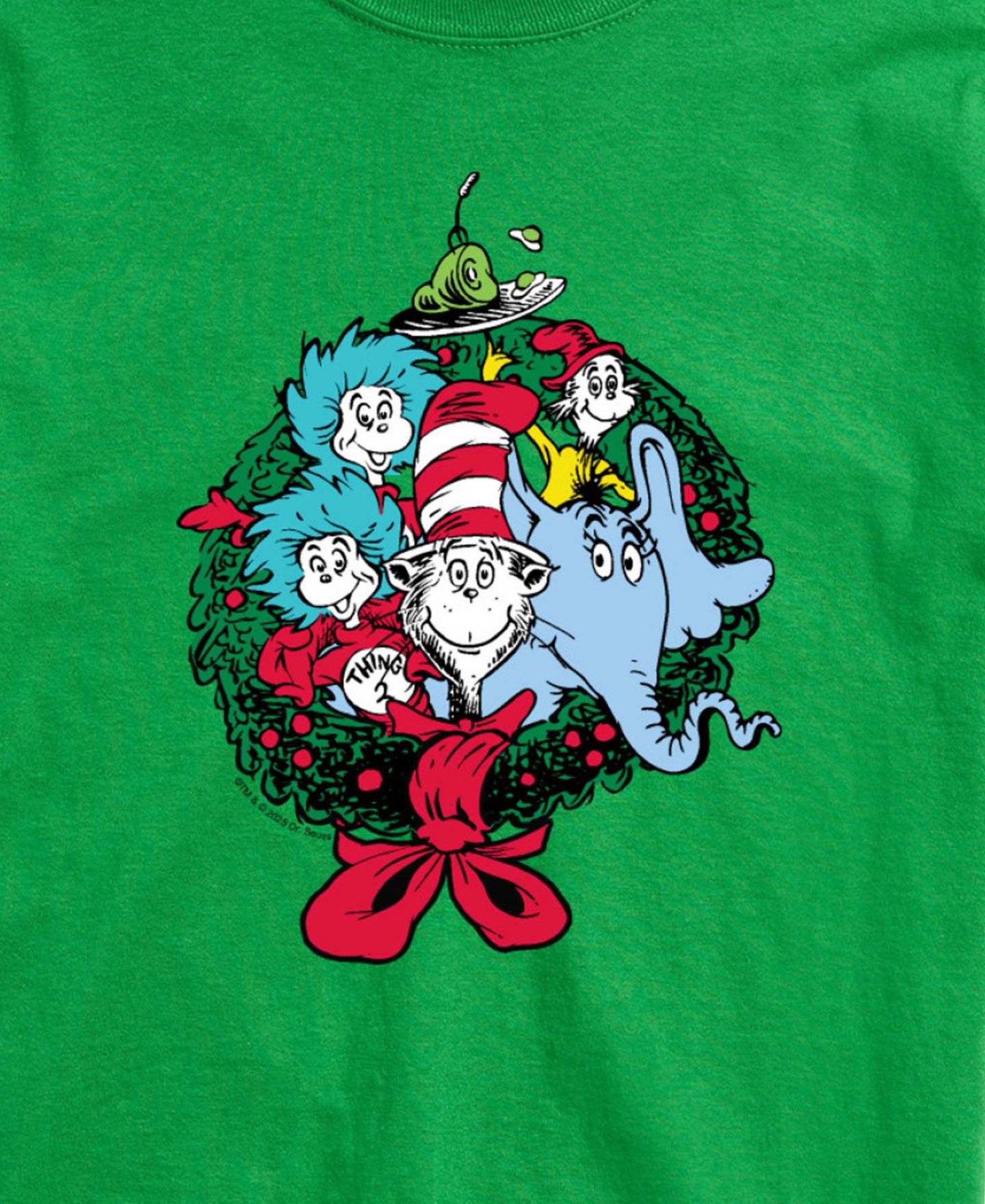 Мужская футболка AIRWAVES Dr. Seuss Christmas Wreath Short-Sleeve Graphic, цвет: Зелёный — фото 2