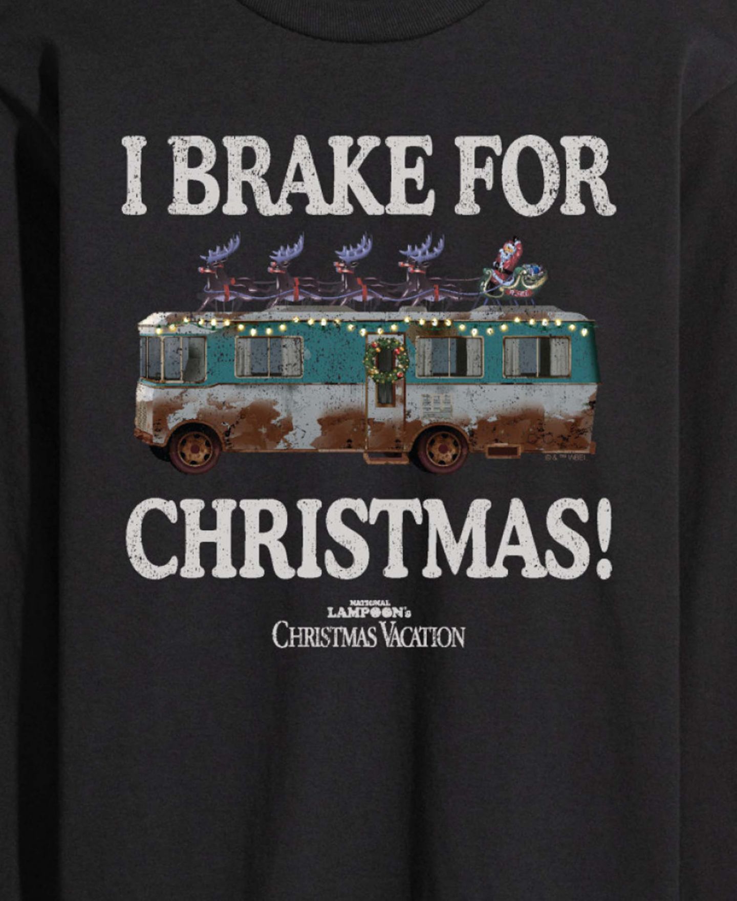 Мужская футболка AIRWAVES I Brake For Christmas Long-Sleeve Graphic, цвет: Чёрный — фото 2