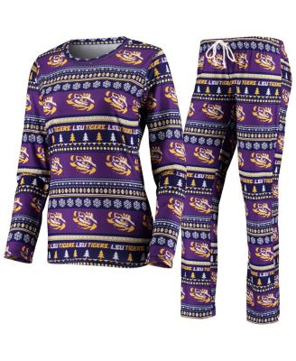 Concepts Sport - Women's Purple LSU Tigers Holiday Long Sleeve Top Pants Sleep Set