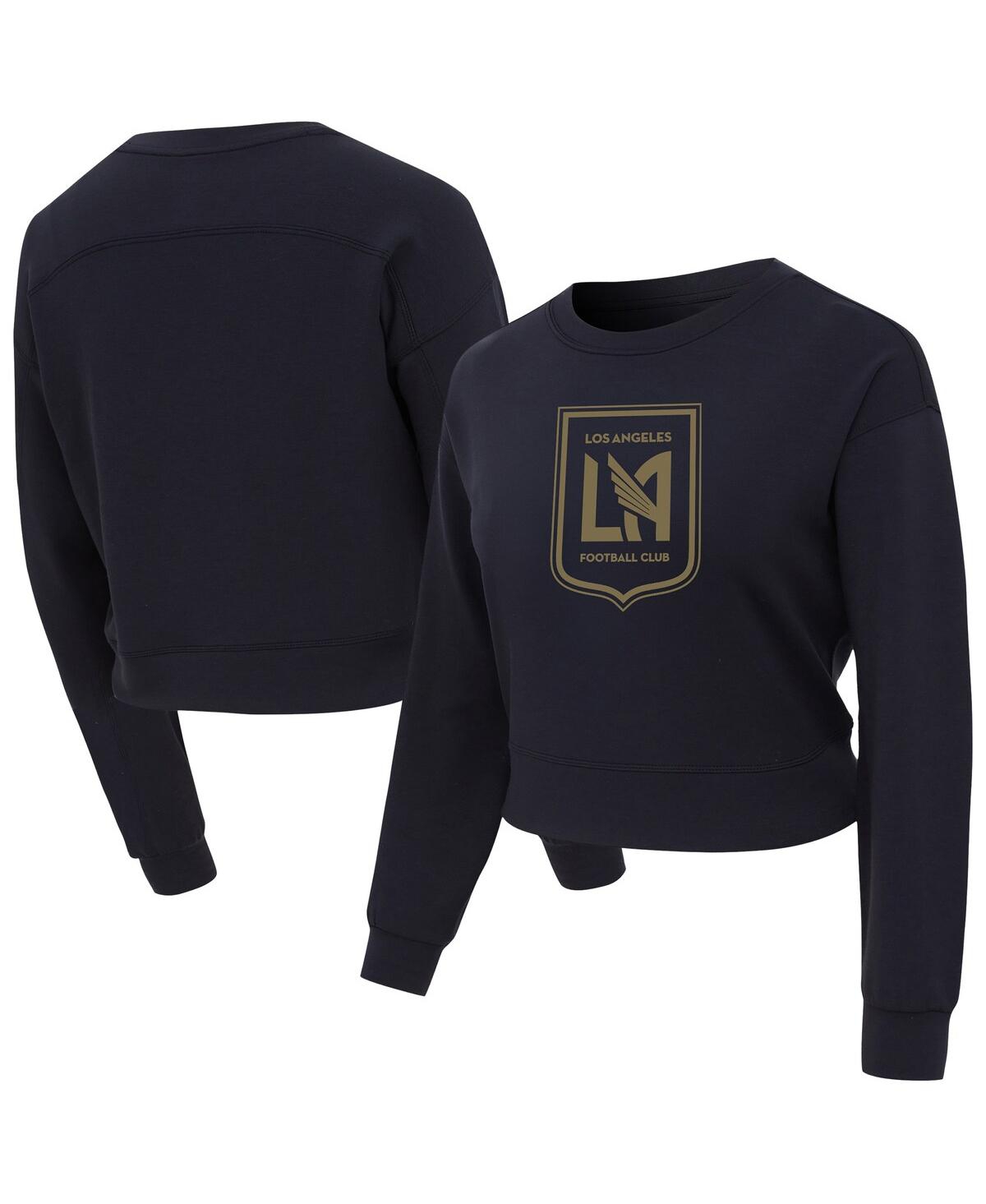 Concepts Sport Women's Black Lafc Tri-blend Darby Knit Long Sleeve Crop Top In Black