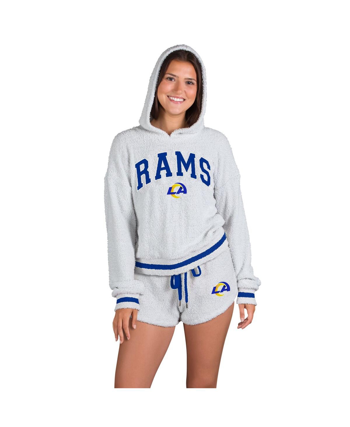 Concepts Sport Women's 2-piece Gray Los Angeles Rams Whitley Long Sleeve Hoodie Top And Shorts Set In Gray