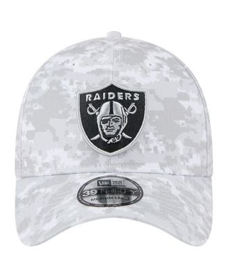 Men's White Las Vegas Raiders 2025 Salute to Service Digital Camo Fan Pack 39THIRTY Flex Hat