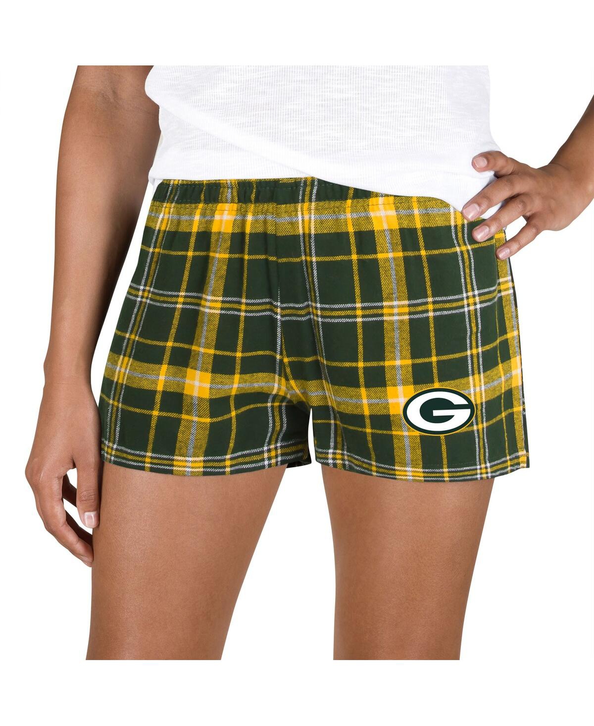 Concepts Sport Women's Green/gold Green Bay Packers Ultimate Flannel Shorts In Multi
