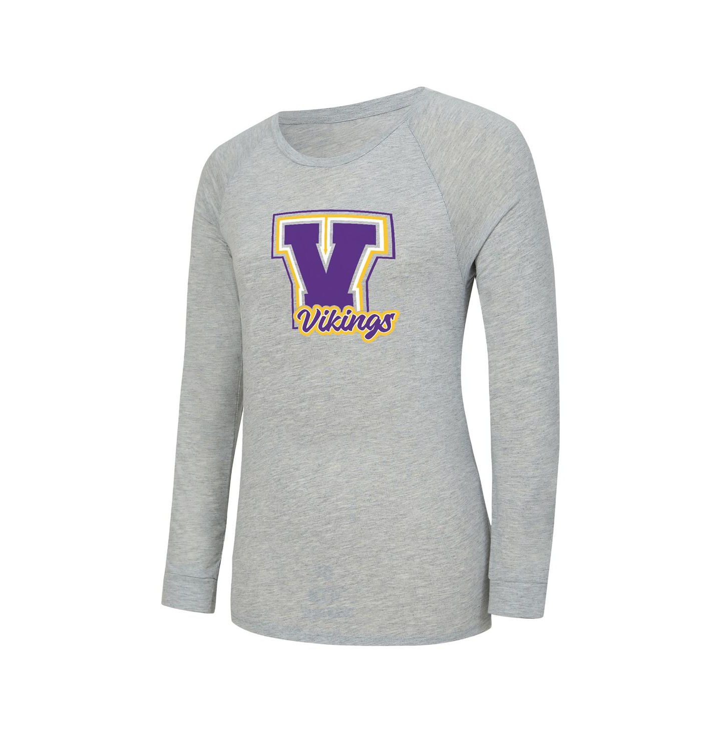 Женские пижамы Concepts Sport Women's 2-Piece Heather Gray/Purple Minnesota Vikings Regulate Plaid Long-Sleeve T-Shirt and Shorts Sleep Set — фото 5