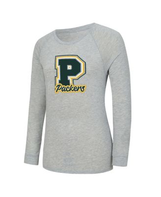 Women's 2-Piece Heather Gray/Green Bay Packers Regulate Plaid Long-Sleeve T-Shirt and Shorts Sleep Set