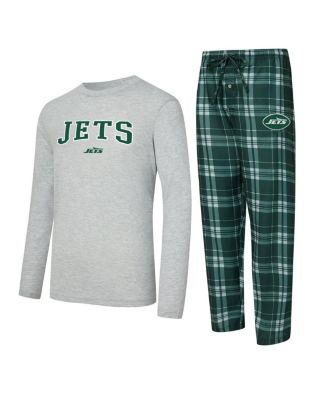 Concepts Sport - Men's Green/Gray New York Jets Regulate Long Sleeve T-Shirt and Plaid Pant Set