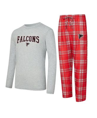 Concepts Sport - Men's Red/Gray Atlanta Falcons Regulate Long Sleeve T-Shirt and Plaid Pant Set