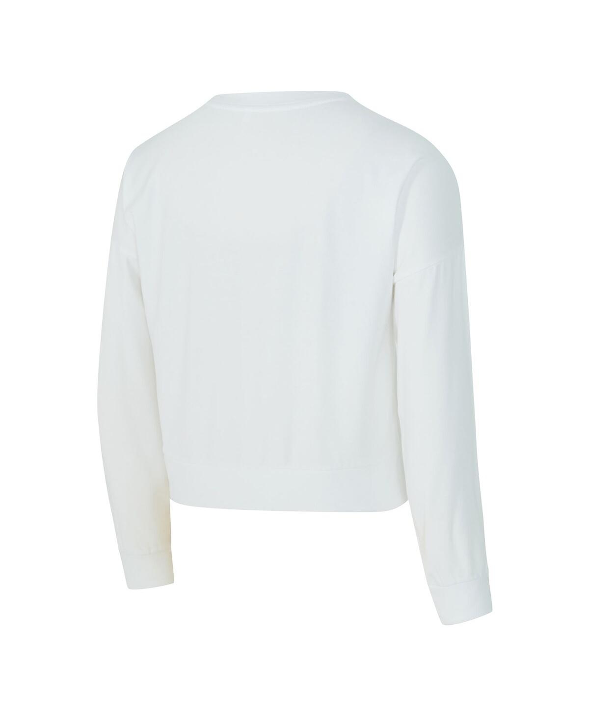 Concepts Sport Women's White New York Knicks Laney Chenille Cropped Long Sleeve T-shirt In White