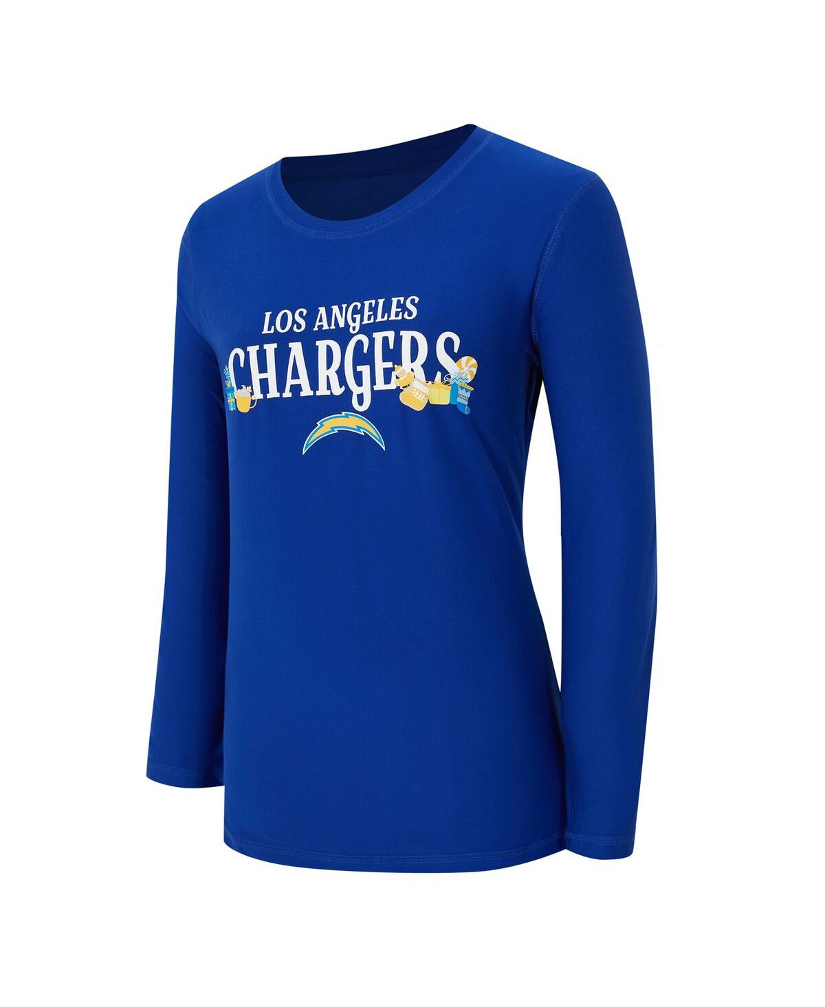 Concepts Sport Women's 2-piece Royal Los Angeles Chargers Chestnut Long Sleeve T-shirt And Pant Sleep Set In Blue