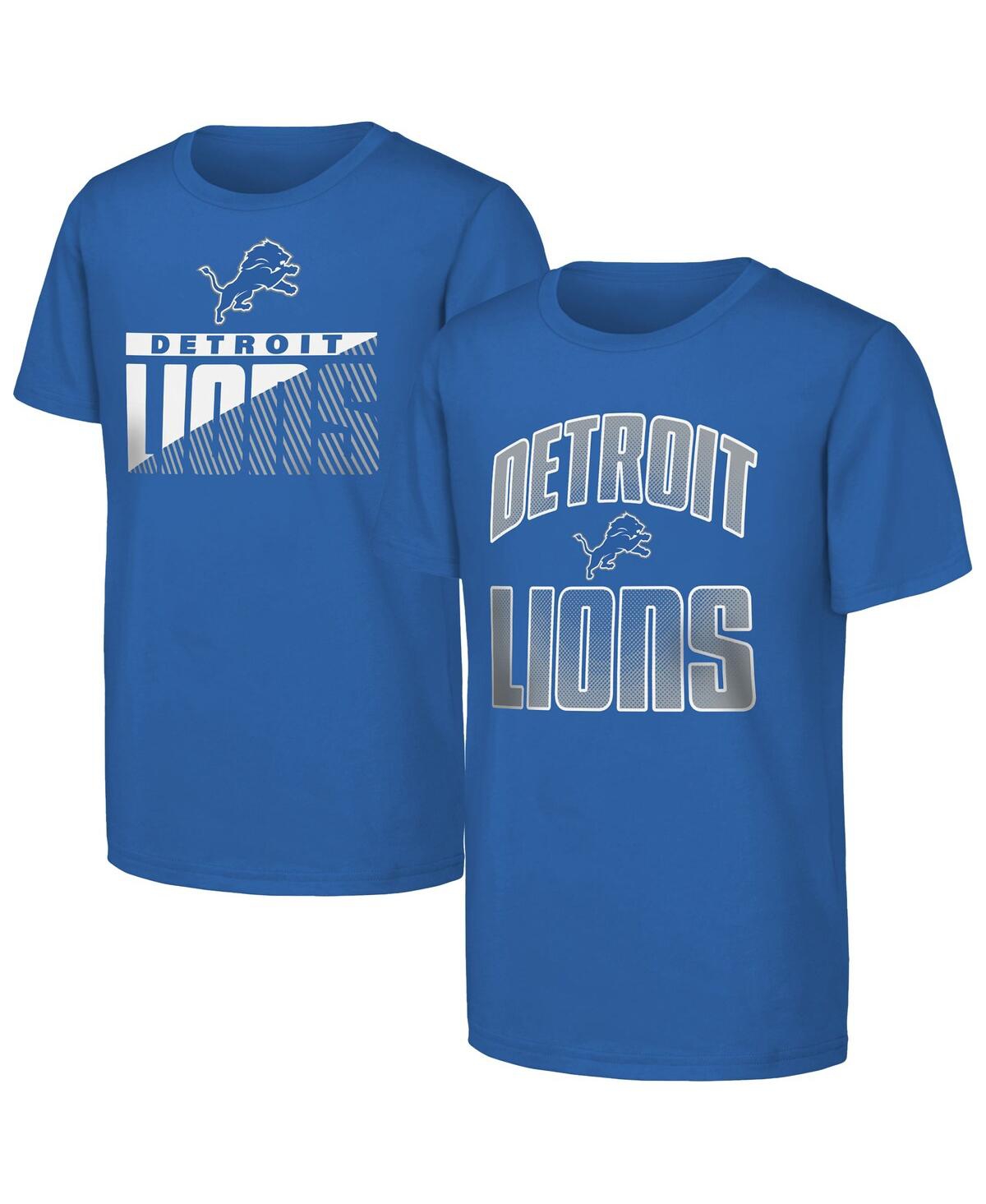 Outerstuff Big Boys And Girls 2-pack Blue Detroit Lions Never Quit T-shirt Set In Blue