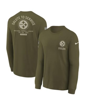 Nike - Big Boys and Girls Olive Pittsburgh Steelers 2025 Salute to Service Sideline Dri-FIT Long Sleeve T-Shirt