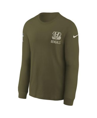 Big Boys and Girls Olive Cincinnati Bengals 2025 Salute to Service Sideline Dri-FIT Long Sleeve T-Shirt