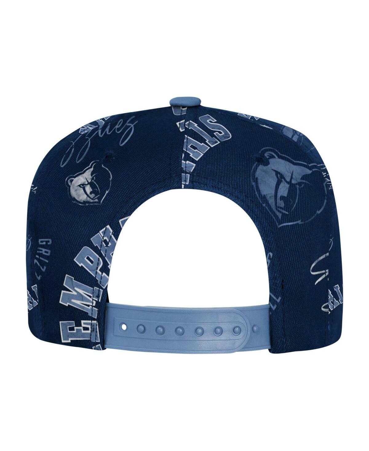 Outerstuff Big Boys And Girls Navy Memphis Grizzlies Street Hooper Allover Print Snapback Hat In Blue