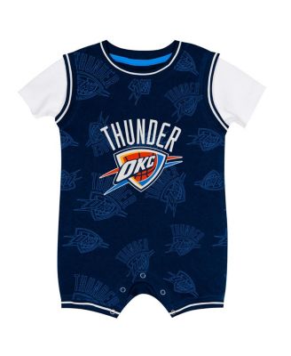 Baby Boys and Girls Navy Oklahoma City Thunder Logo Mania Romper