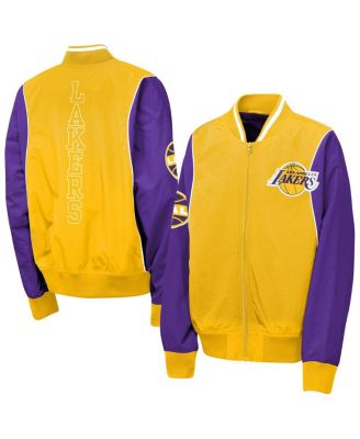 Outerstuff - Big Boys and Girls Gold/Purple Los Angeles Lakers Two-Pointer Full-Zip Windbreaker